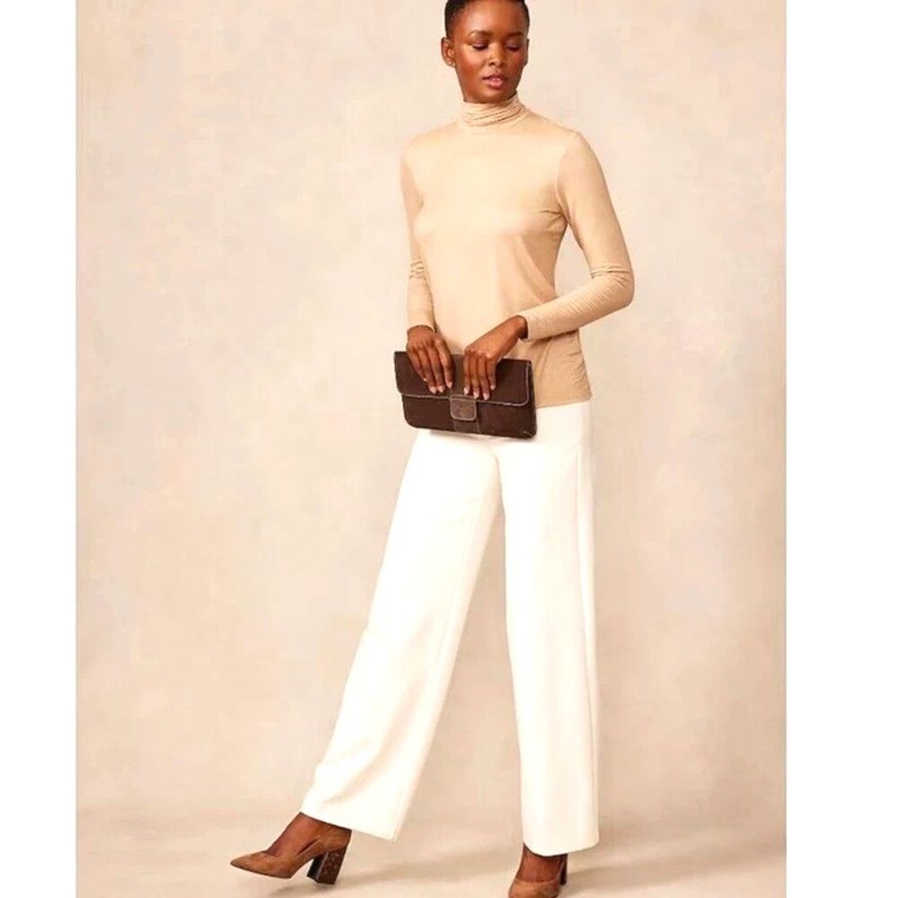 NWT MSRP $198.00 J. McLaughlin Size 2 Carter Stretch Knit Wide Leg  Pants Ivory